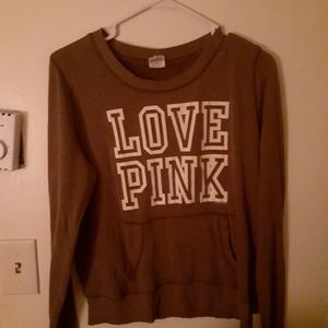 Brown and white Victoria secret pink sweatshirt